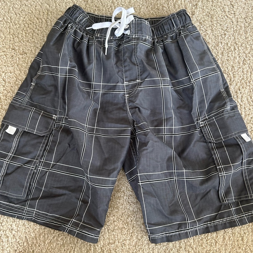 OP Men's Charcoal Checkered Swim Trunks